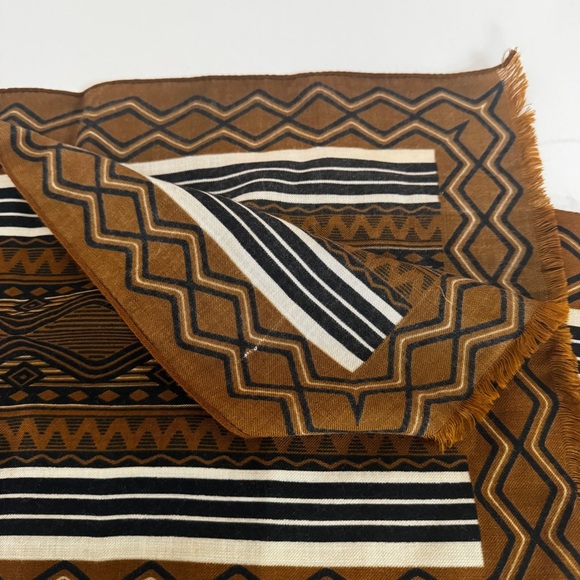 GIVENCHY Geometric Brown and Black Patterned Scarf vintage - Picture 3 of 7